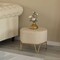Fabulaxe Round Velvet Ottoman Stool Raised with Hairpin Gold Base, Cream, Medium QI004324.CM.M - alternate 4